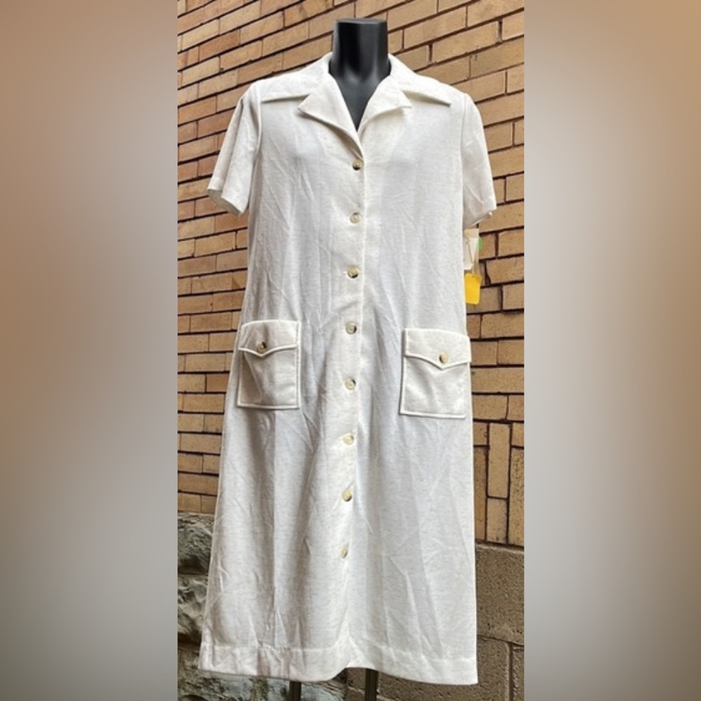 Vintage 70s Checkaberry by Brody’s Linen Blend Shirt Dress Size 20 NWT